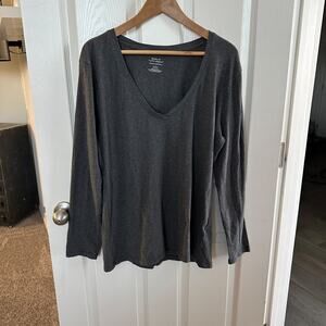 banana republic women’s timeless gray long sleeve crew neck t-shirt size xl